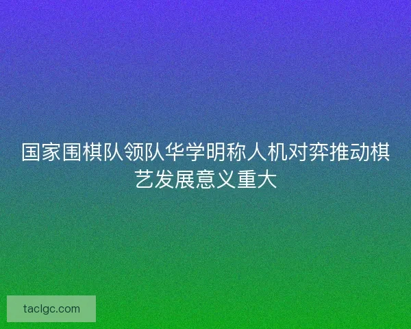 国家围棋队领队华学明称人机对弈推动棋艺发展意义重大