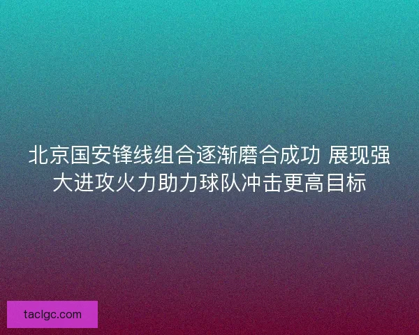 北京国安锋线组合逐渐磨合成功 展现强大进攻火力助力球队冲击更高目标